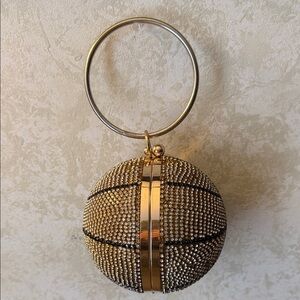 Gold and Black Beaded Sphere Wristlet